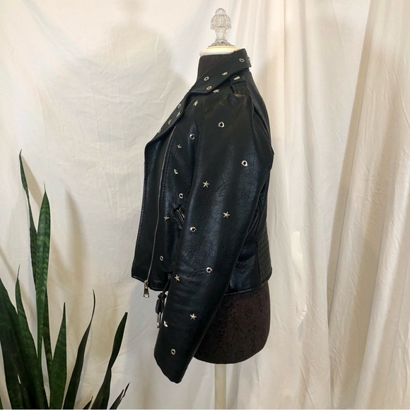 Vigoss Star Studded Black Faux Leather Motorcycle Jacket - Picture 6 of 11